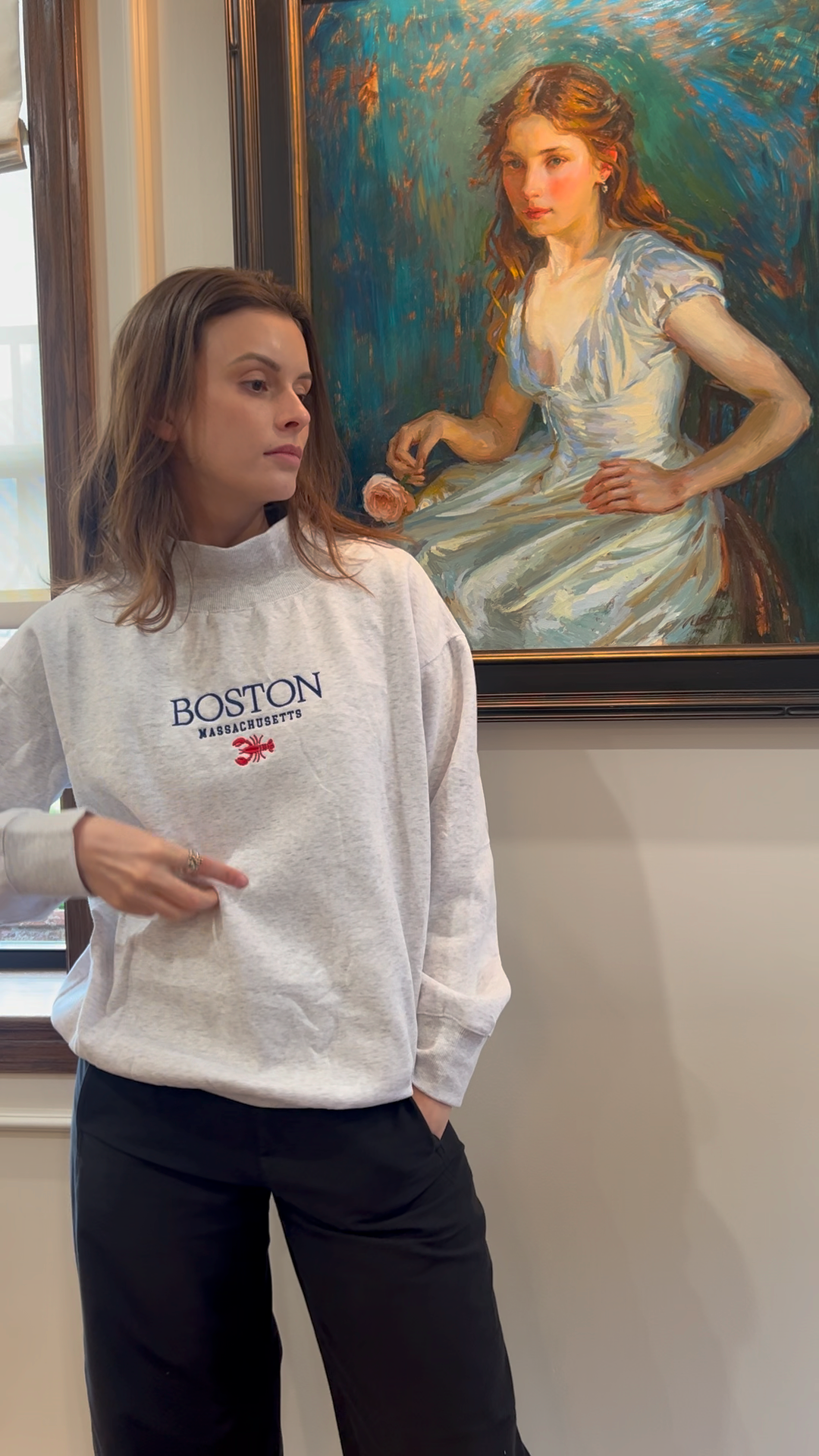 Boston Lobster Embroidered Crewneck