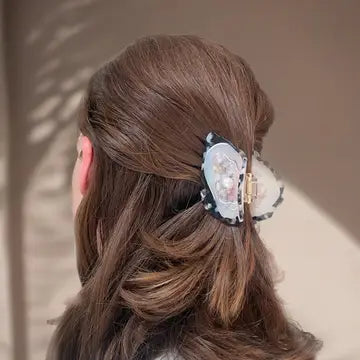 Oyster Claw Clip - Cellulose Acetate with Pearl Detail