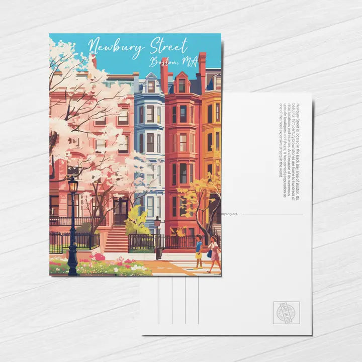 Boston Postcard, Massachusetts Postcard - Newbury Street
