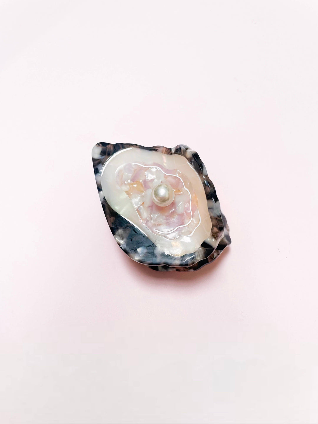 Oyster Claw Clip // Cellulose Acetate with Pearl detail