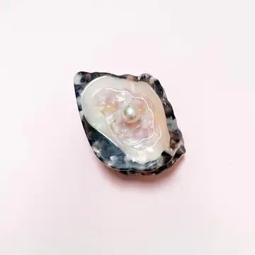 Oyster Claw Clip - Cellulose Acetate with Pearl Detail