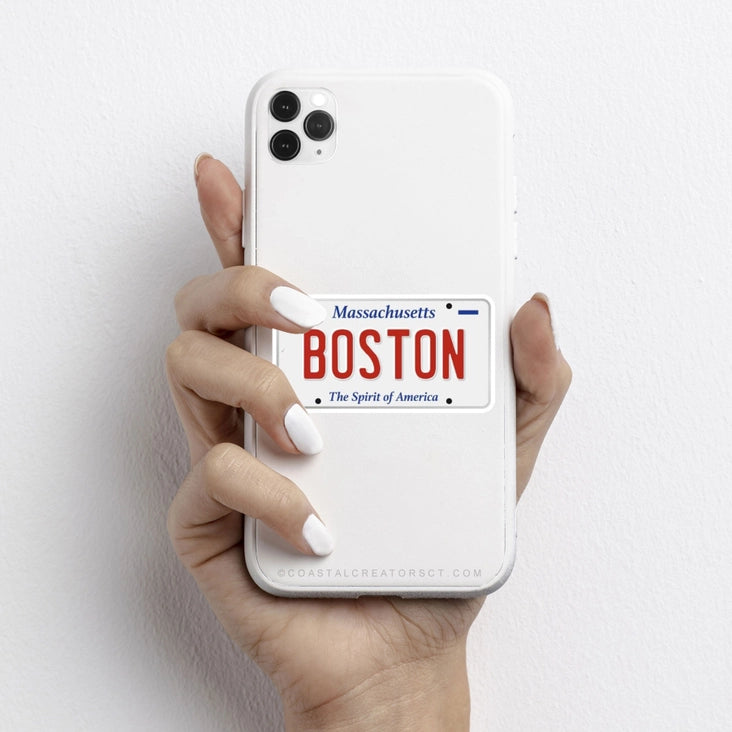 Boston License Plate Laptop Water Bottle Sticker