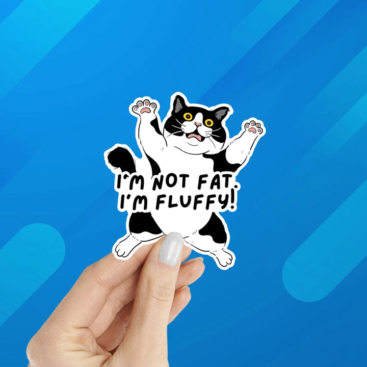 I'm Not Fat. I'm Fluffy Cat Laptop Water Bottle Sticker