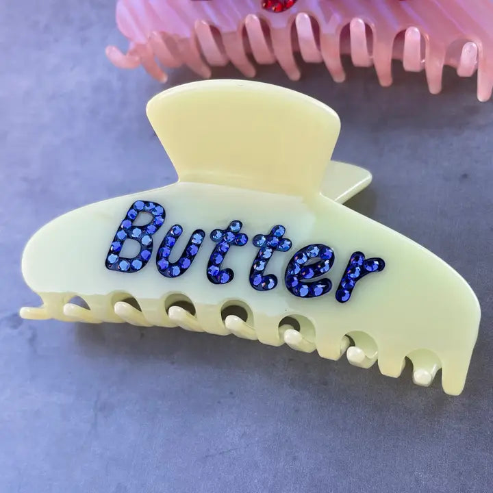 Butter Word Rhinestone Hair Claw Clip Novelty Accessories