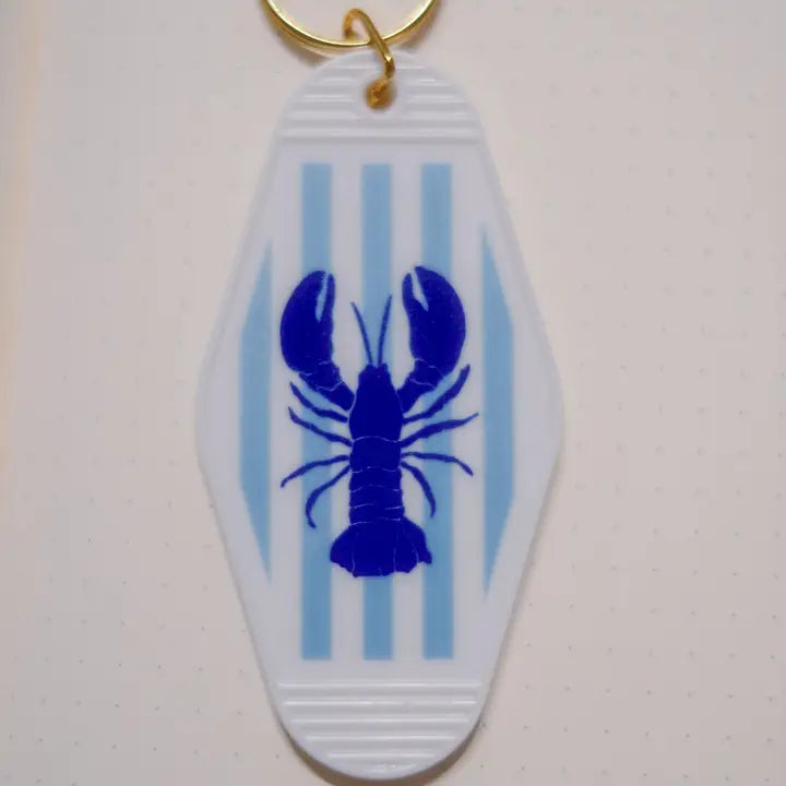 Striped Royal Blue Lobster | Acrylic Motel Keychain