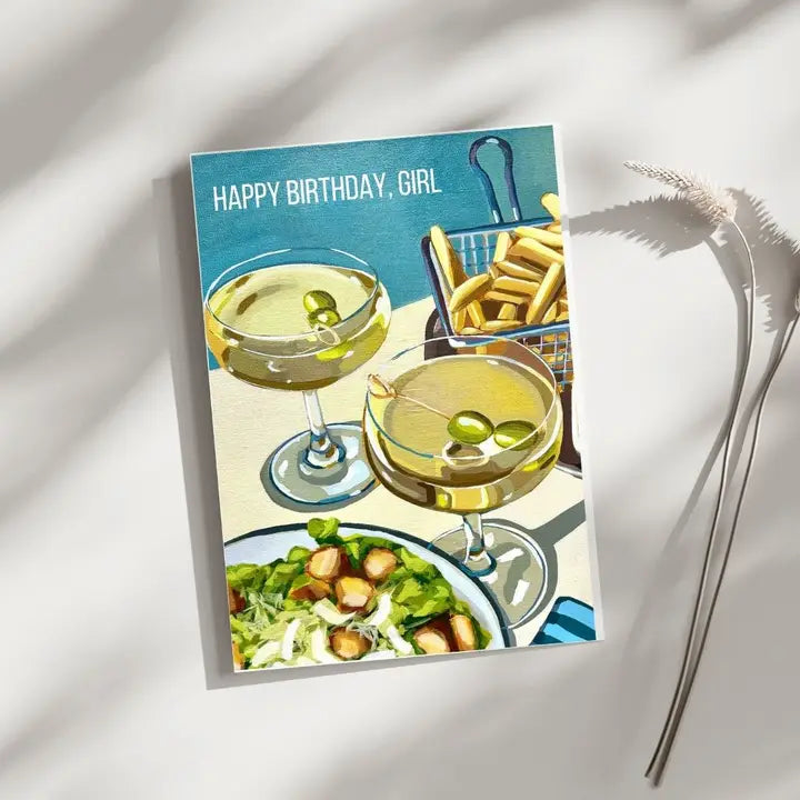 Girl Dinner Birthday Card - Gifts For Girls