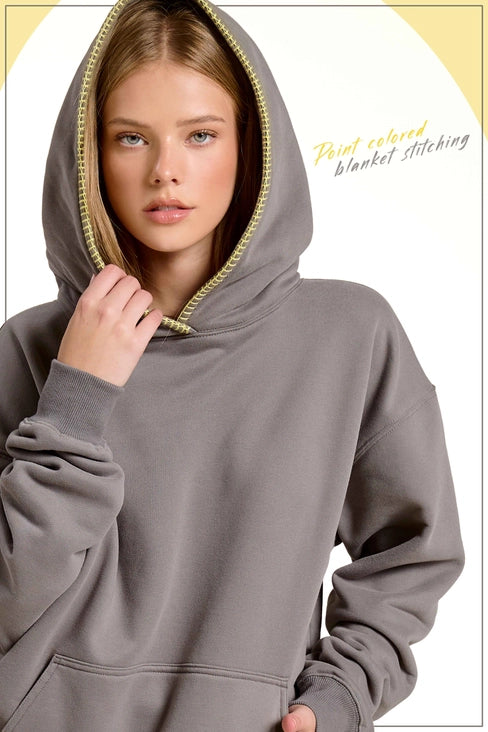 Heavyweight Sweatshirt with Blanket Stitch Hoodie