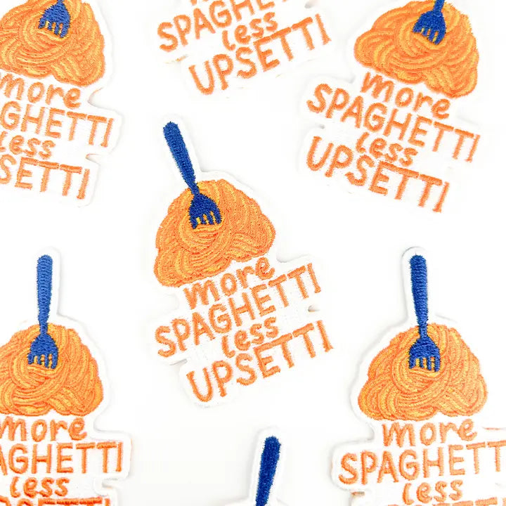 More Spaghetti Less Upsetti Patch Pasta Iron On Embroidered