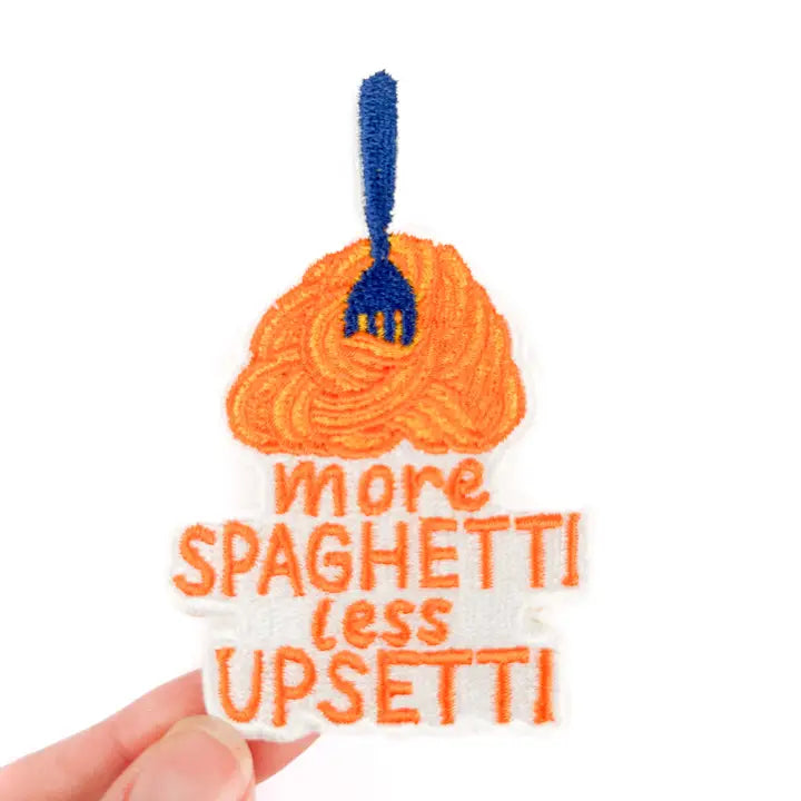 More Spaghetti Less Upsetti Patch Pasta Iron On Embroidered