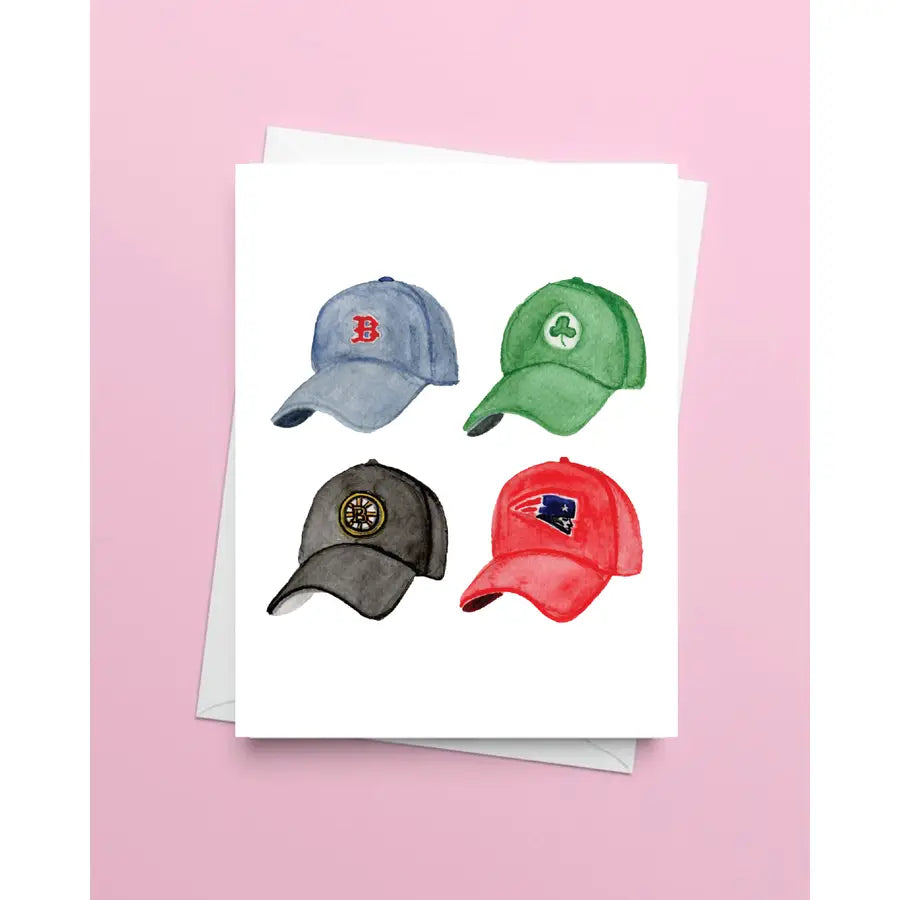 Boston Sports Hats Greeting Card
