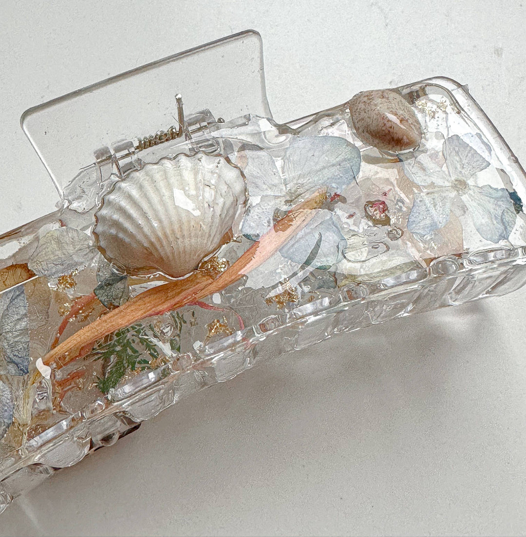 Shell and Flower Clear Claw Clip Summer Collection
