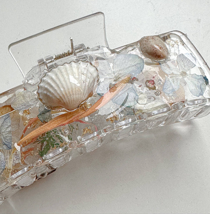Shell and Flower Clear Claw Clip Summer Collection