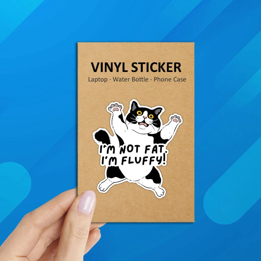 I'm Not Fat. I'm Fluffy Cat Laptop Water Bottle Sticker