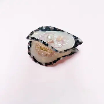 Oyster Claw Clip - Cellulose Acetate with Pearl Detail
