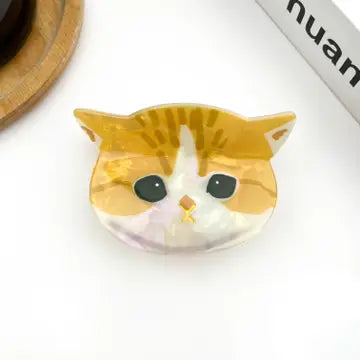 Cute Cat Head Claw Clip, Acetate Animal Hair Clip