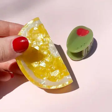 Olive Claw Clip - Cellulose Acetate
