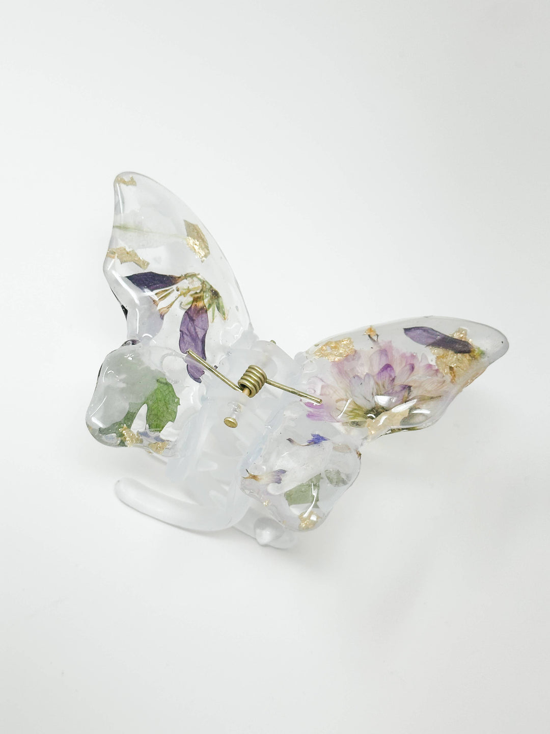 Butterfly Resin Hair Clips With Real Pressed Flowers