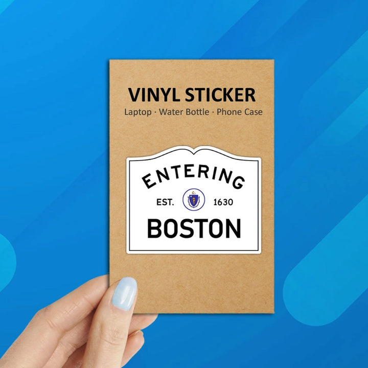 Entering Boston Street Sign Laptop Water Bottle Sticker