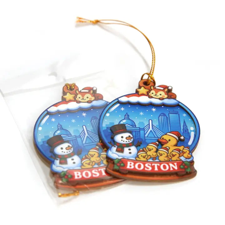 Boston Christmas Ornament with Snowman