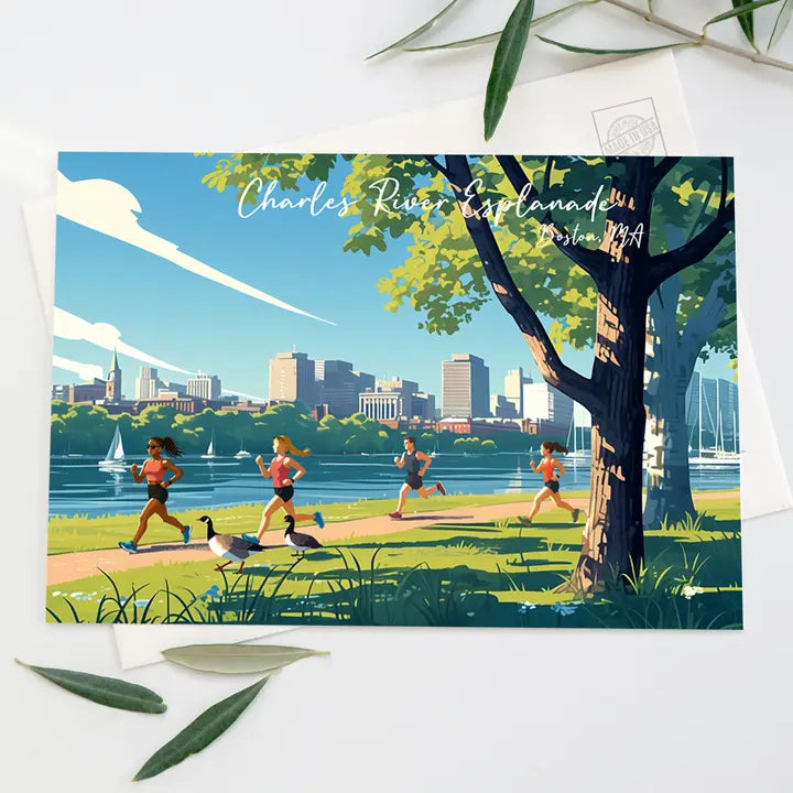 Boston Postcard, Massachusetts Postcard - Charles River