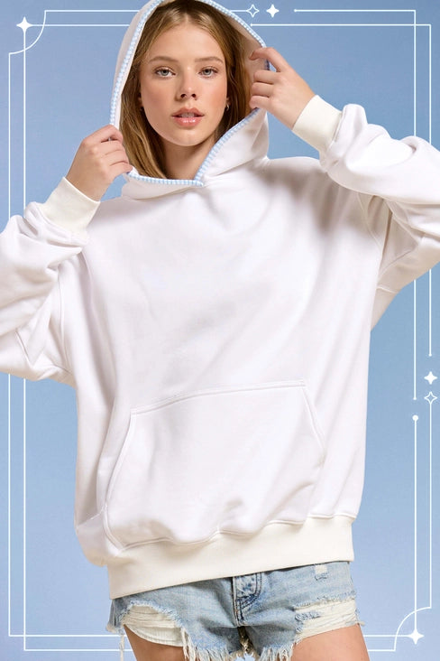 Heavyweight Sweatshirt with Blanket Stitch Hoodie