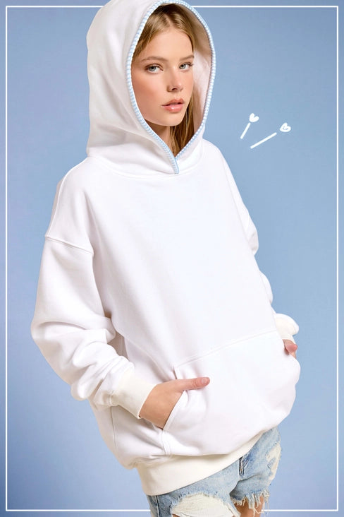 Heavyweight Sweatshirt with Blanket Stitch Hoodie