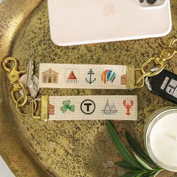 Famous Boston Places Blue Keychain
