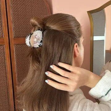 Oyster Claw Clip - Cellulose Acetate with Pearl Detail
