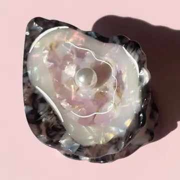 Oyster Claw Clip - Cellulose Acetate with Pearl Detail