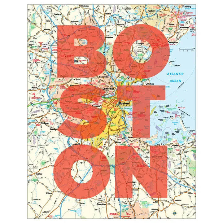 2.5'' X 3.5'' Boston Block Letters Map Magnet