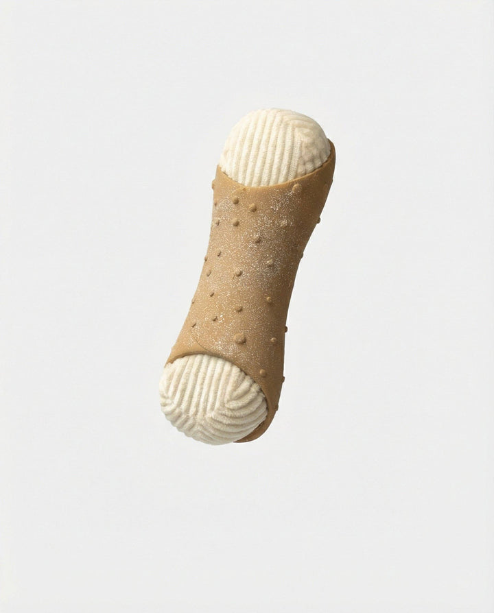 Cannoli Dog Toy  2-in-1 Plush & Rubber Crinkle Toy for Chewers