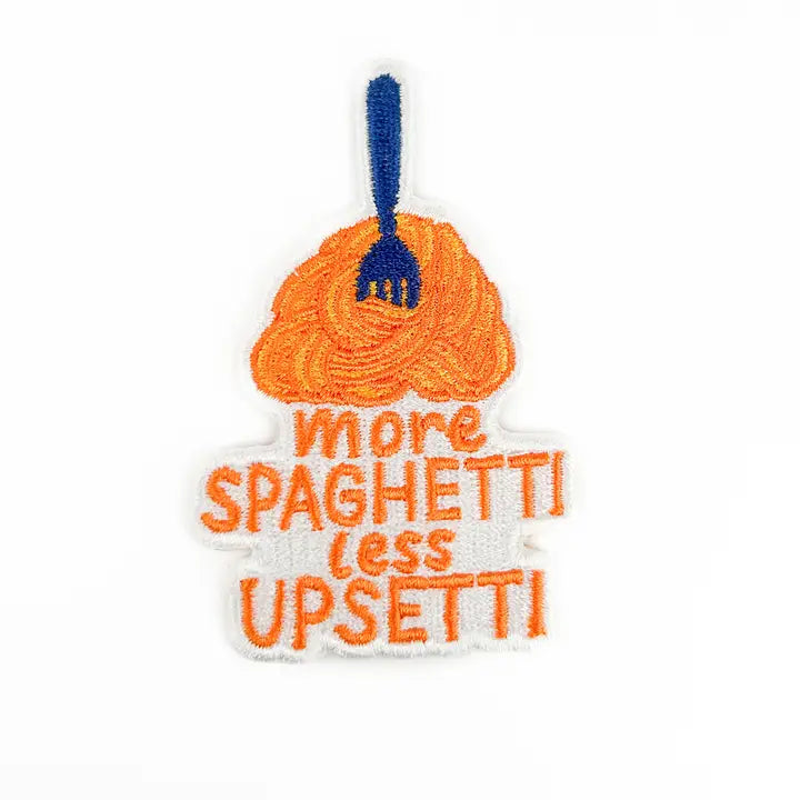 More Spaghetti Less Upsetti Patch Pasta Iron On Embroidered