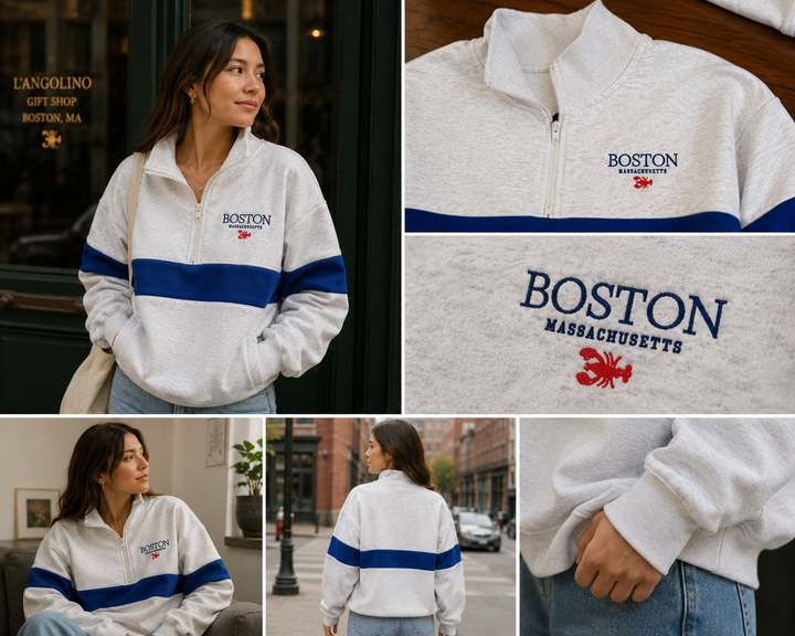 Boston Lobster Stripe Half-Zip