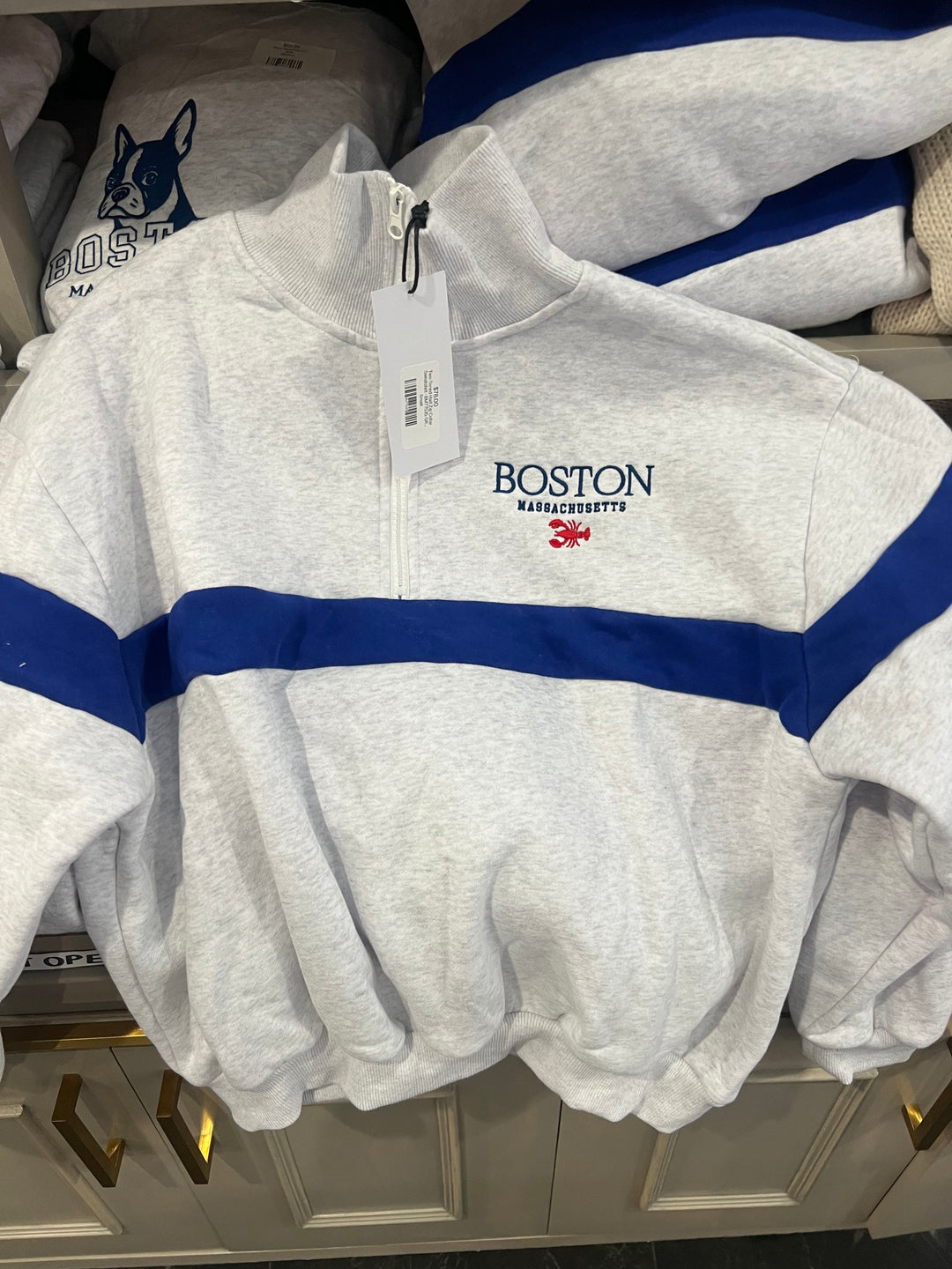 Boston Lobster Stripe Half-Zip