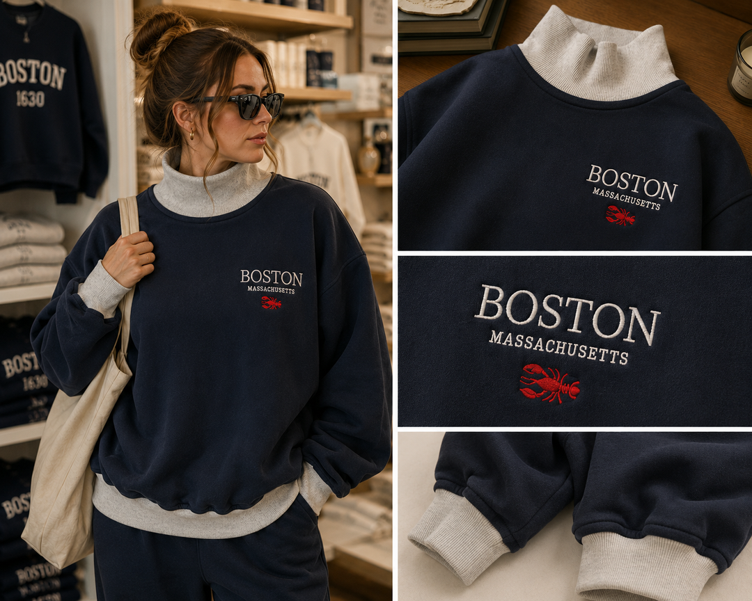 Two-Tone Boston Lobster Mock Neck