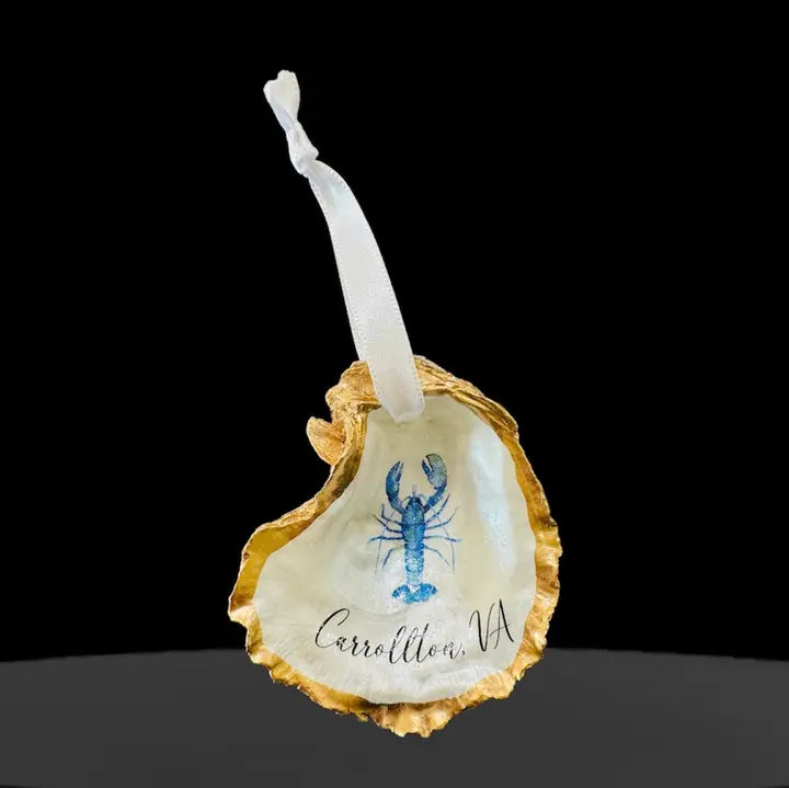 Personalized Lobster Ornament, Oyster Shell Ornament