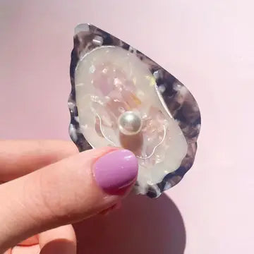 Oyster Claw Clip - Cellulose Acetate with Pearl Detail