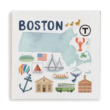 Boston Massachusetts State Icons Magnet