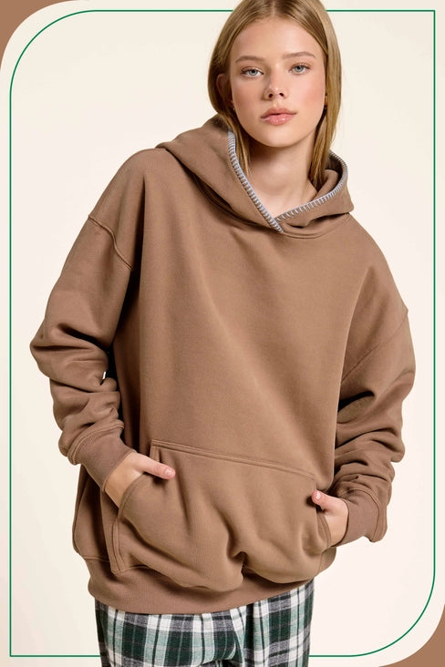 Heavyweight Sweatshirt with Blanket Stitch Hoodie