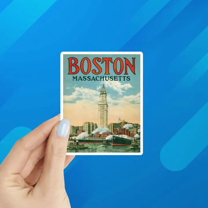 Vintage Boston Photo Laptop Water Bottle Sticker
