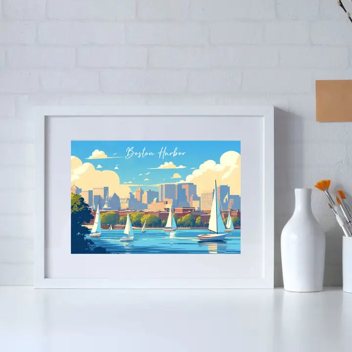 Boston Postcard, Ma Postcard - Boston Harbor
