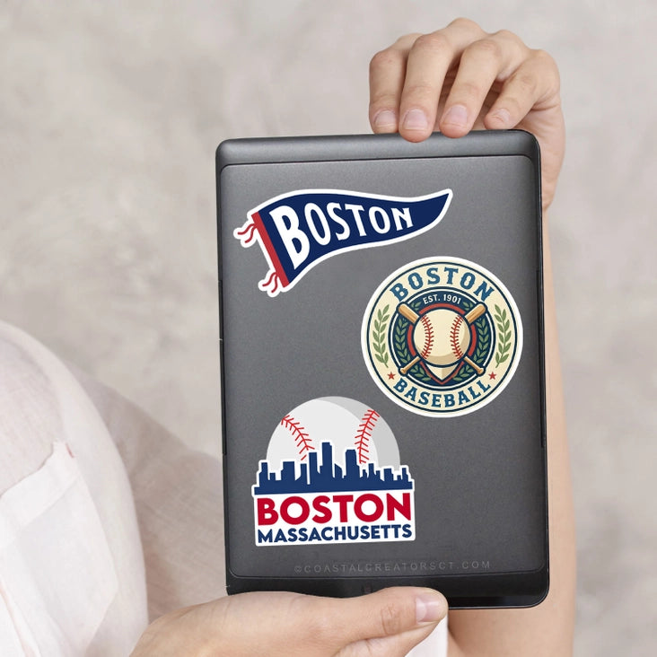 Vintage Boston Photo Laptop Water Bottle Sticker