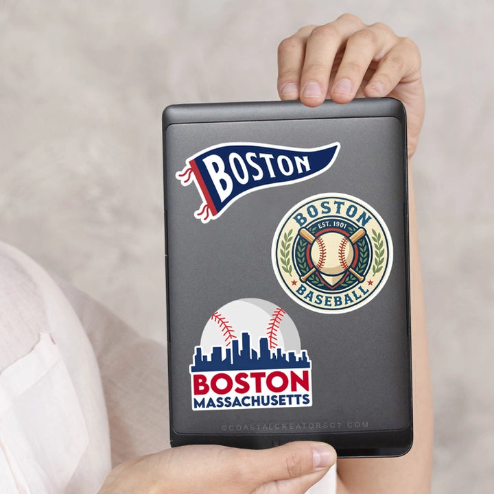 Vintage Boston Photo Laptop Water Bottle Sticker