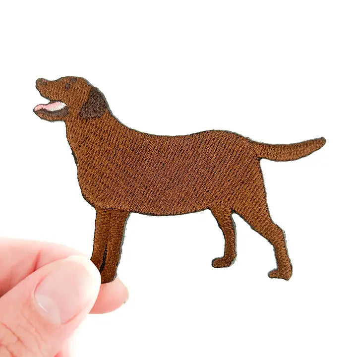 Chocolate Labrador Embroidered Iron On Patch | Dog Patch Lab