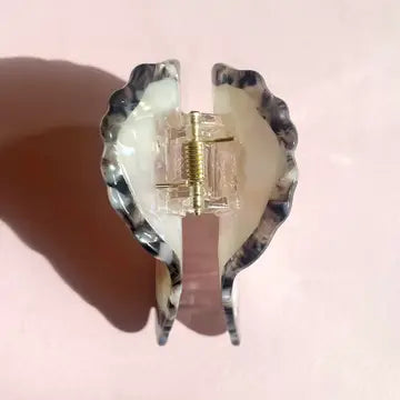 Oyster Claw Clip - Cellulose Acetate with Pearl Detail