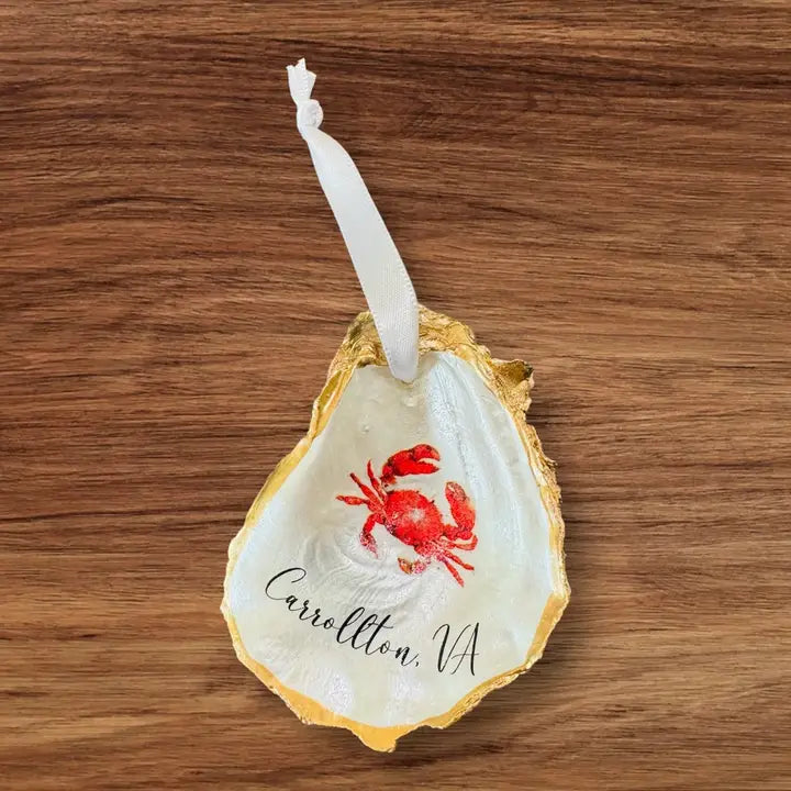 Personalized Crab Ornament, Oyster Shell Ornament