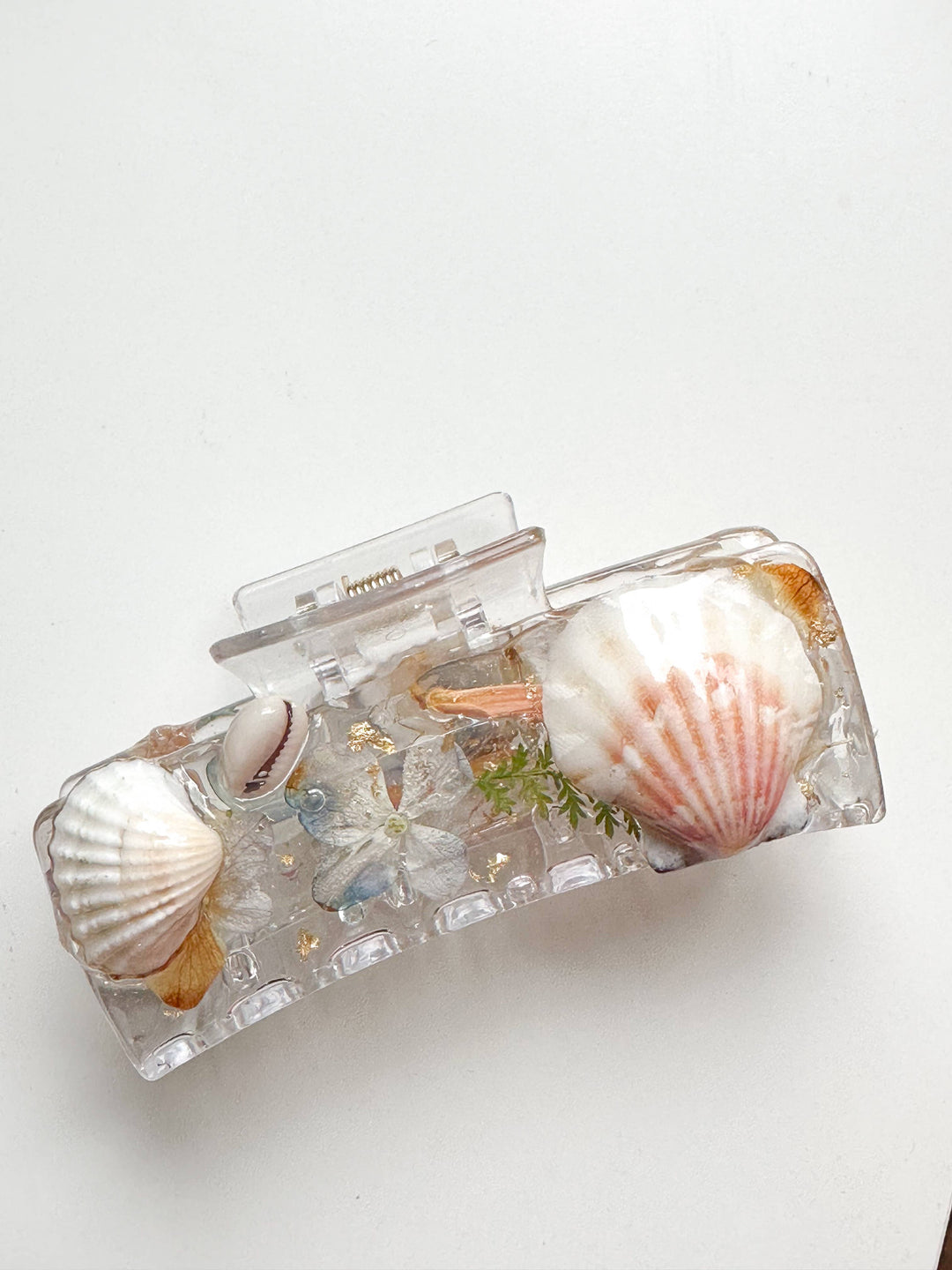 Shell and Flower Clear Claw Clip Summer Collection
