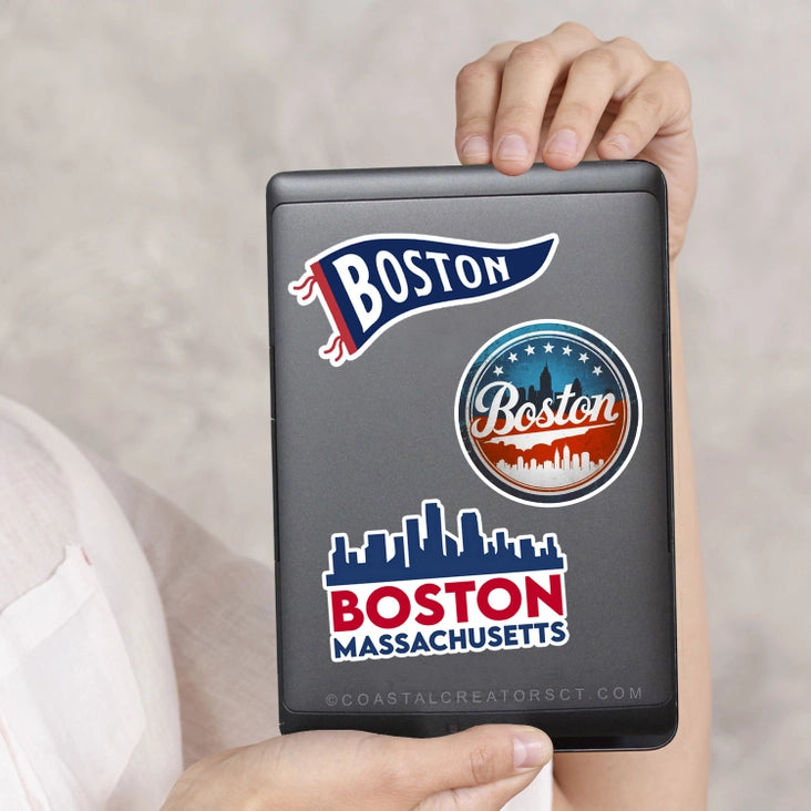 Boston Flag Pennant Laptop Water Bottle Sticker