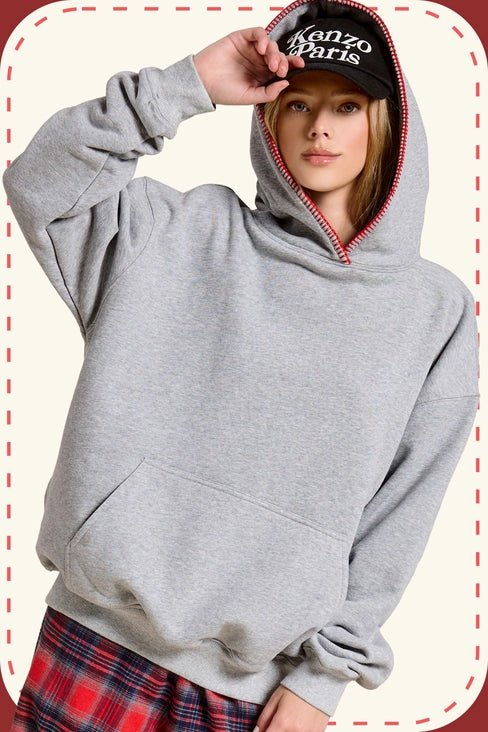 Heavyweight Sweatshirt with Blanket Stitch Hoodie