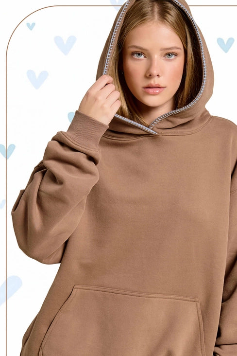 Heavyweight Sweatshirt with Blanket Stitch Hoodie